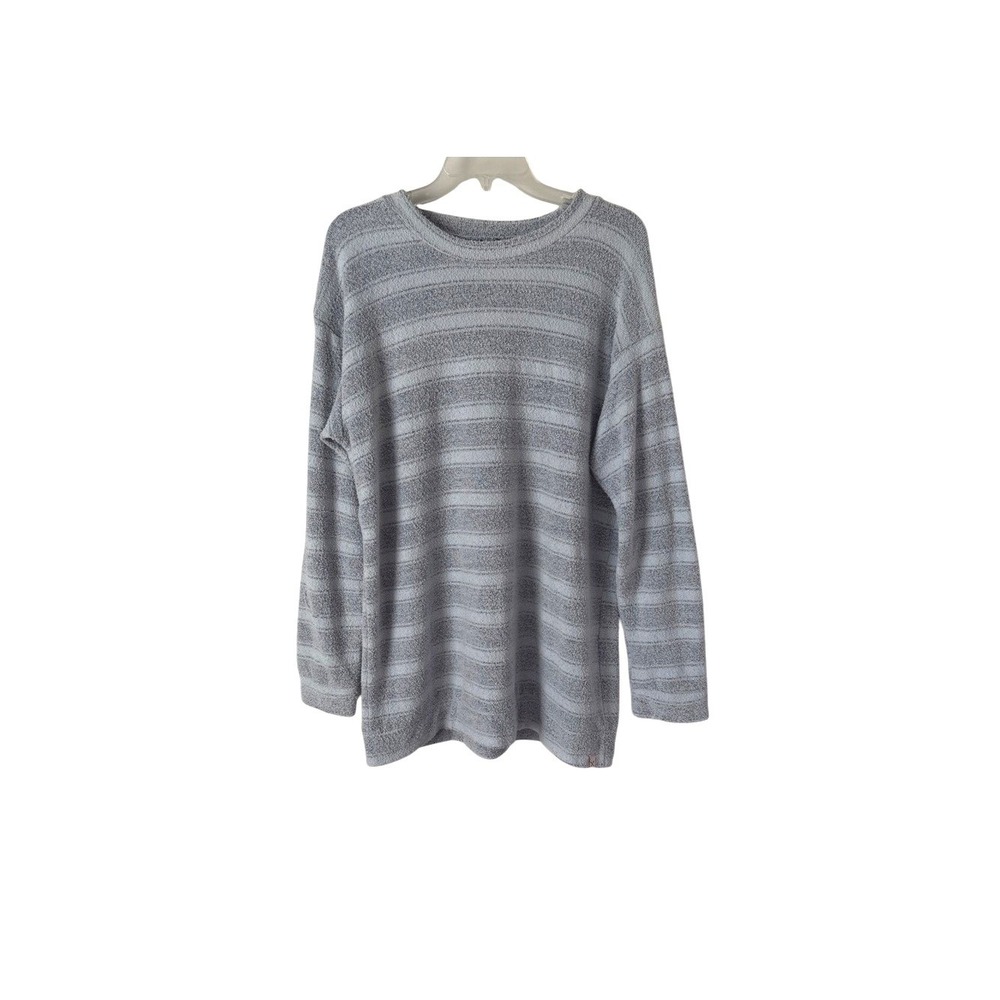 Vineyard Crew Textured Striped Crewneck Sweater Light Blue Gray Cotton Blend XL